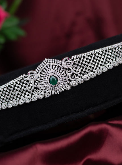 Zircon hip chain with emerald and cz stones