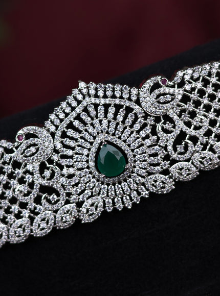 Zircon hip chain with emerald and cz stones