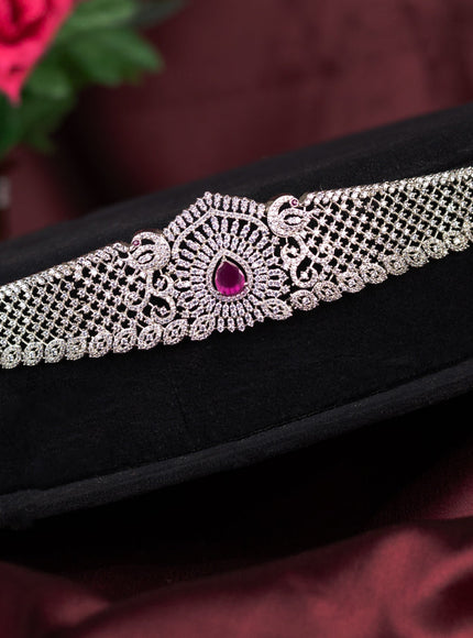Zircon hip chain with ruby and cz stones
