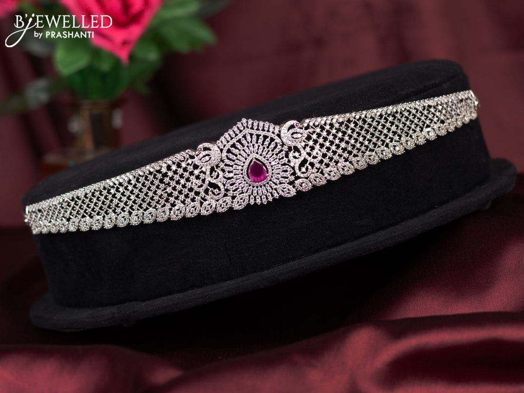Zircon hip chain with ruby and cz stones