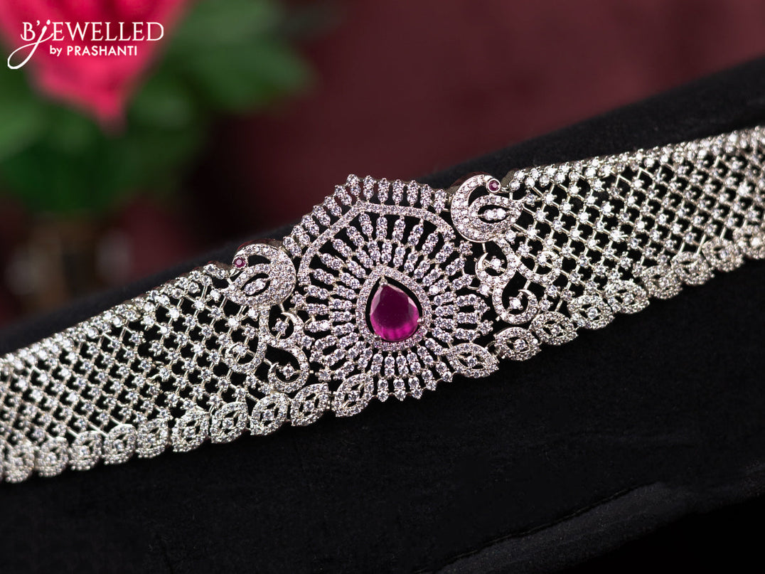 Zircon hip chain with ruby and cz stones