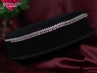 Zircon hip chain with baby pink and cz stones