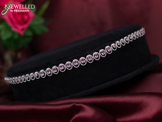 Zircon hip chain with baby pink and cz stones