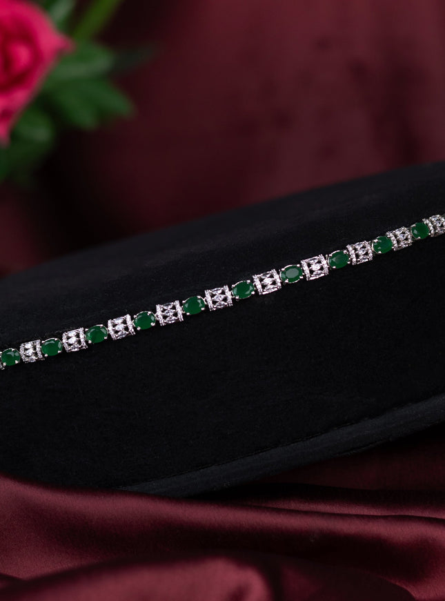 Zircon hip chain with emerald and cz stones