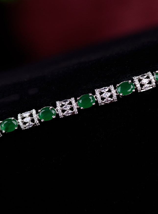 Zircon hip chain with emerald and cz stones