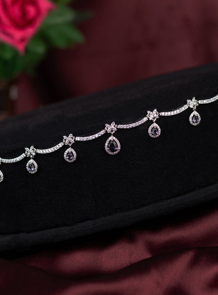 Zircon hip chain with violet and cz stones