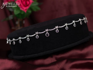 Zircon hip chain with violet and cz stones