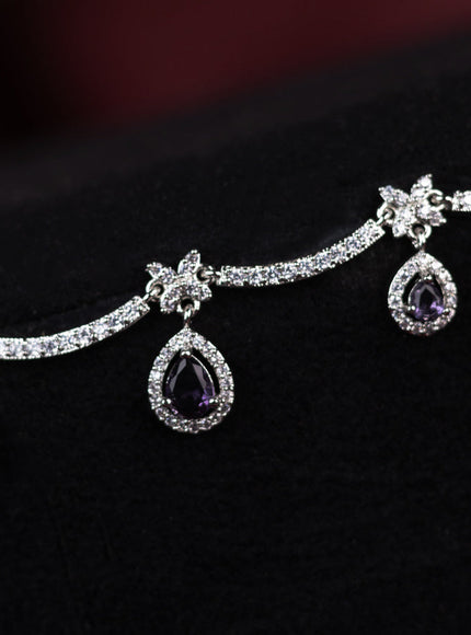 Zircon hip chain with violet and cz stones