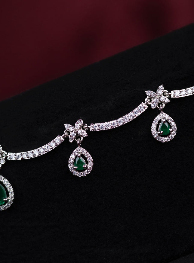 Zircon hip chain with emerald and cz stones