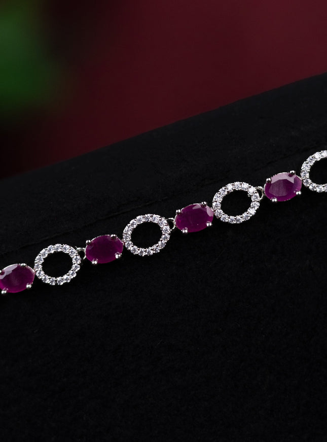 Zircon hip chain with ruby and cz stones