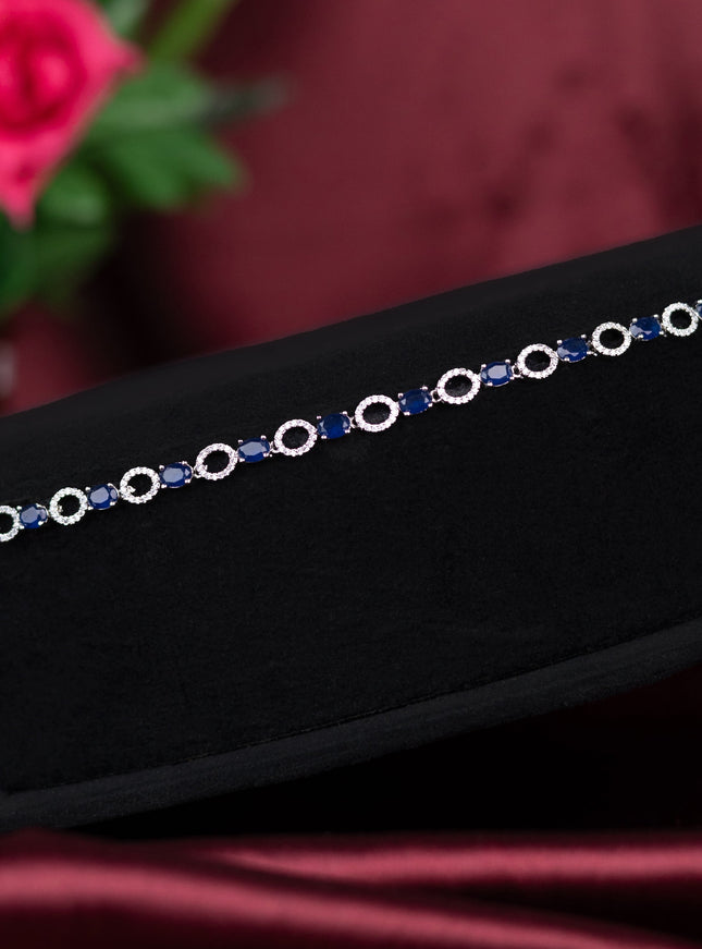 Zircon hip chain with sapphire and cz stones