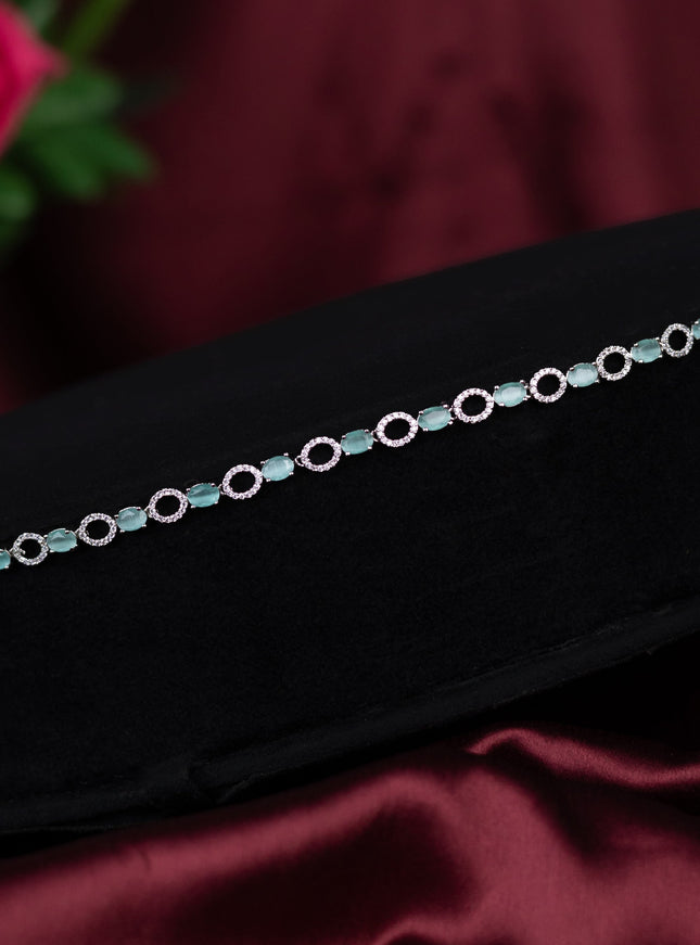Zircon hip chain with mint green and cz stones