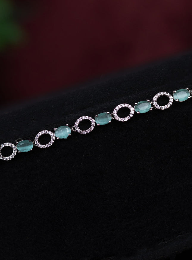 Zircon hip chain with mint green and cz stones