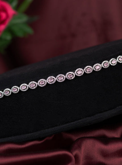 Zircon hip chain with baby pink and cz stones