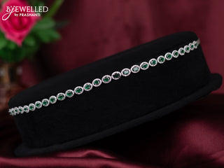 Zircon hip chain with emerald and cz stones