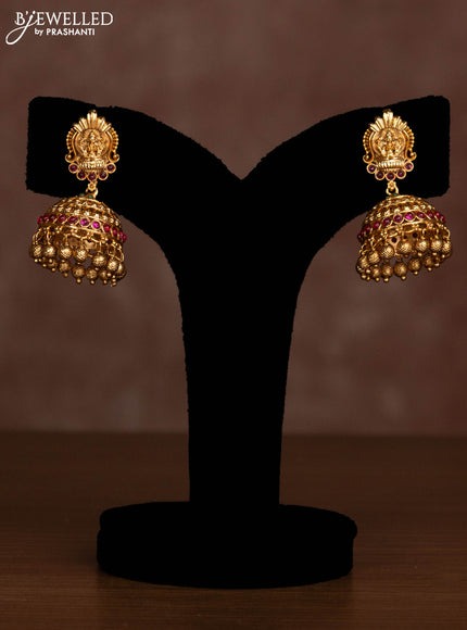 Antique necklace lakshmi kasu design with jadau stones