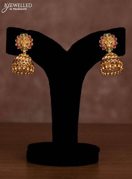 Antique necklace lakshmi design with jadau stones and golden beads hanging