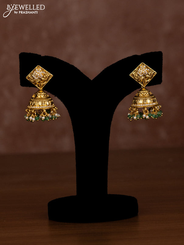 Antique necklace elephant design with jadau kundan stones and green beads hanging