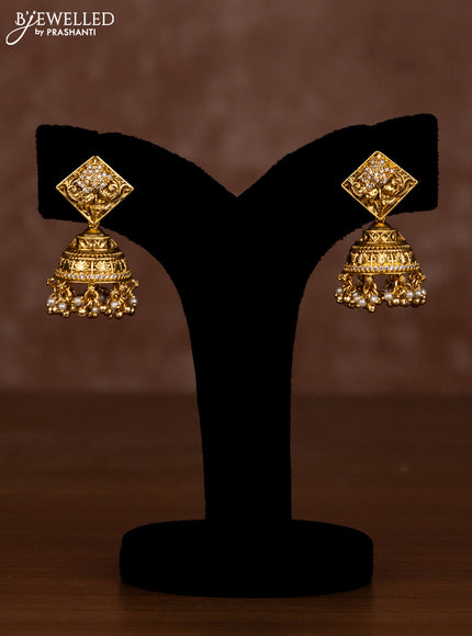 Antique necklace elephant design with jadau stones and pearl hangings