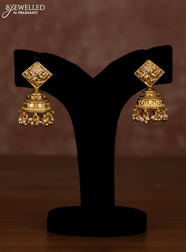 Antique necklace elephant design with jadau stones and pearl hangings