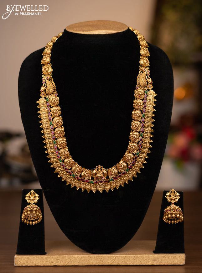 Antique haaram lakshmi kasu design with jadau stones
