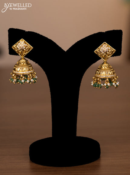 Antique haaram elephant design with jadau kundan stones and green beads hanging