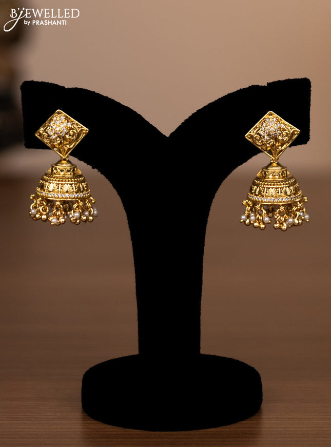 Antique haaram elephant design with jadau stones and pearl hangings