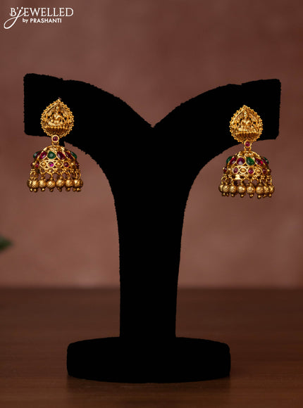 Antique necklace lakshmi kasu design with jadau stones