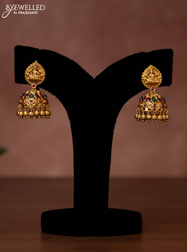 Antique necklace lakshmi kasu design with jadau stones