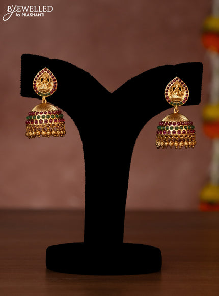 Antique necklace lakshmi design with jadau stones and golden beads hanging