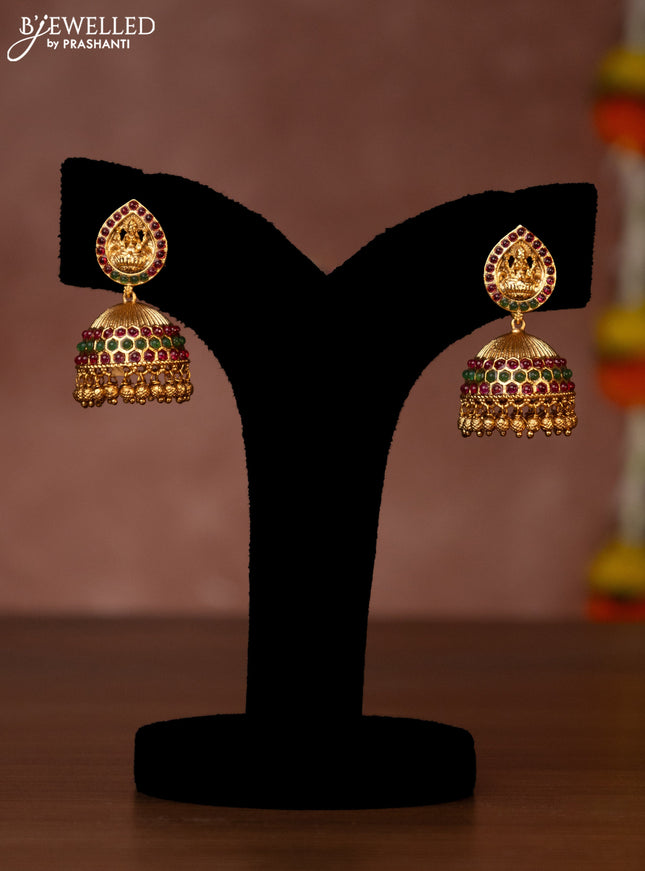 Antique necklace lakshmi design with jadau stones and golden beads hanging