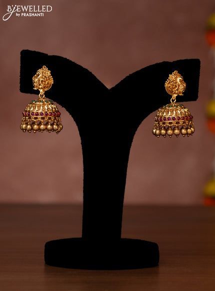 Antique necklace with lakshmi kasu design and jadau stones