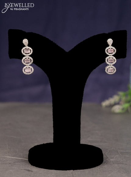 Zircon haaram with baby pink and cz stones