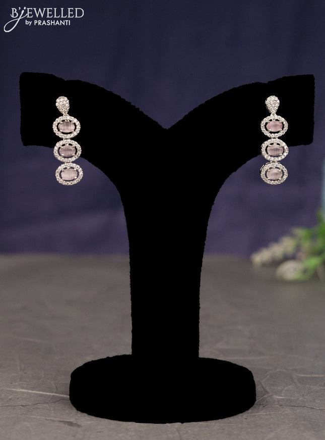 Zircon haaram with baby pink and cz stones