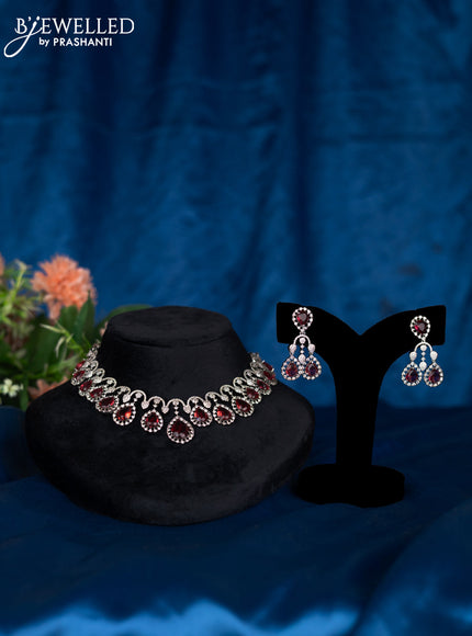 Zircon choker with ruby and cz stones
