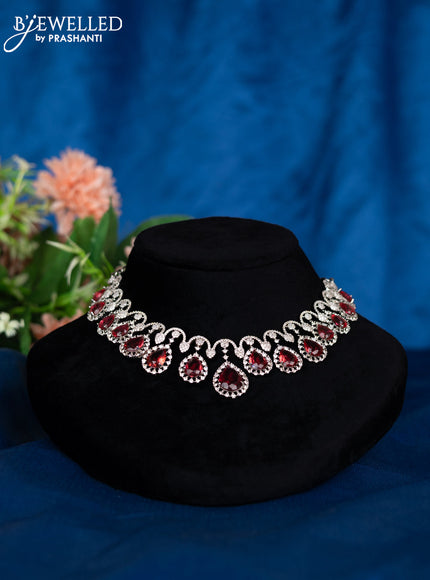 Zircon choker with ruby and cz stones