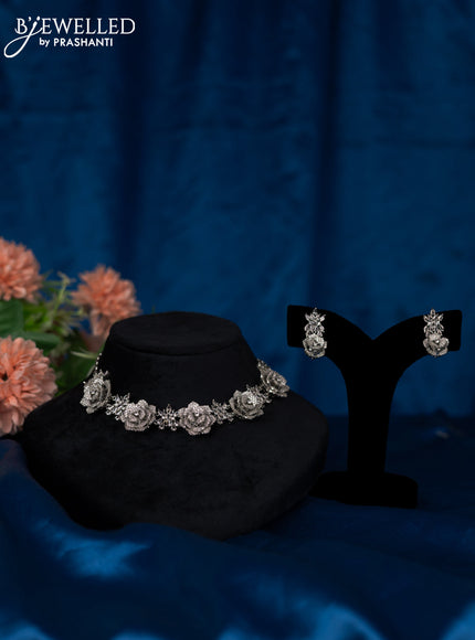 Zircon choker floral design with cz stones