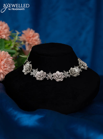 Zircon choker floral design with cz stones
