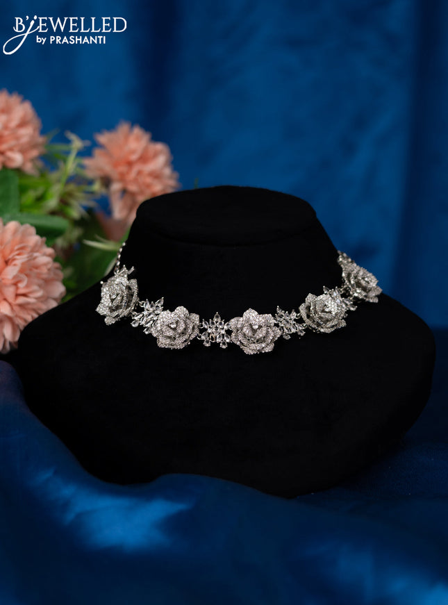 Zircon choker floral design with cz stones