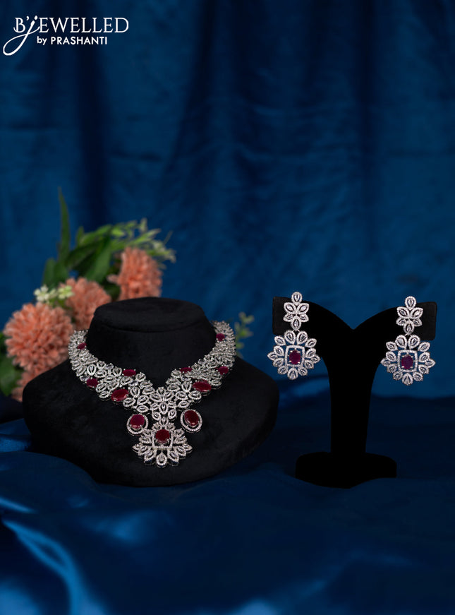 Zircon choker with ruby and cz stones