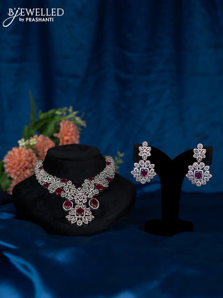 Zircon choker with ruby and cz stones