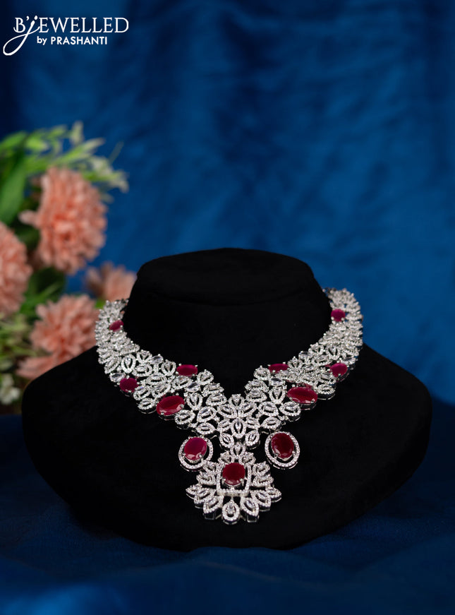 Zircon choker with ruby and cz stones