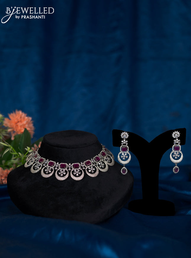 Zircon choker with ruby and cz stones