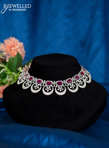 Zircon choker with ruby and cz stones