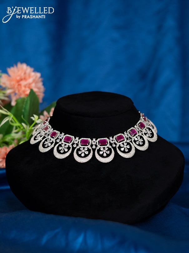 Zircon choker with ruby and cz stones