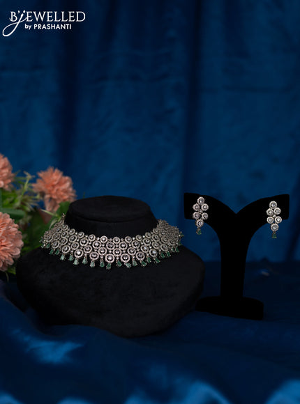 Zircon choker with emerald and cz stones