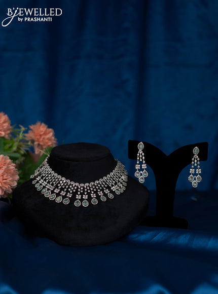 Zircon choker with mint green and cz stones