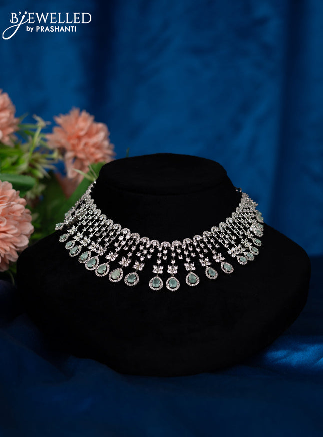 Zircon choker with mint green and cz stones