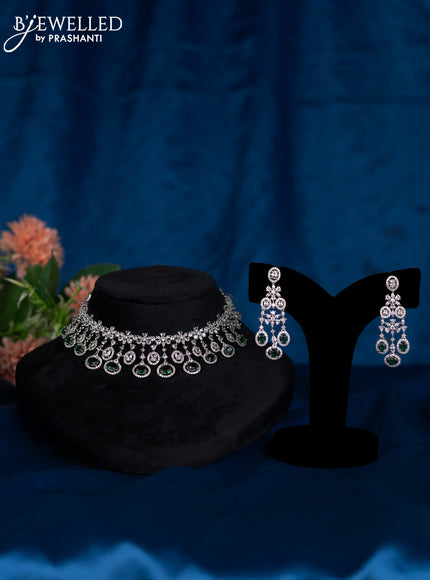 Zircon choker with emerald and cz stones