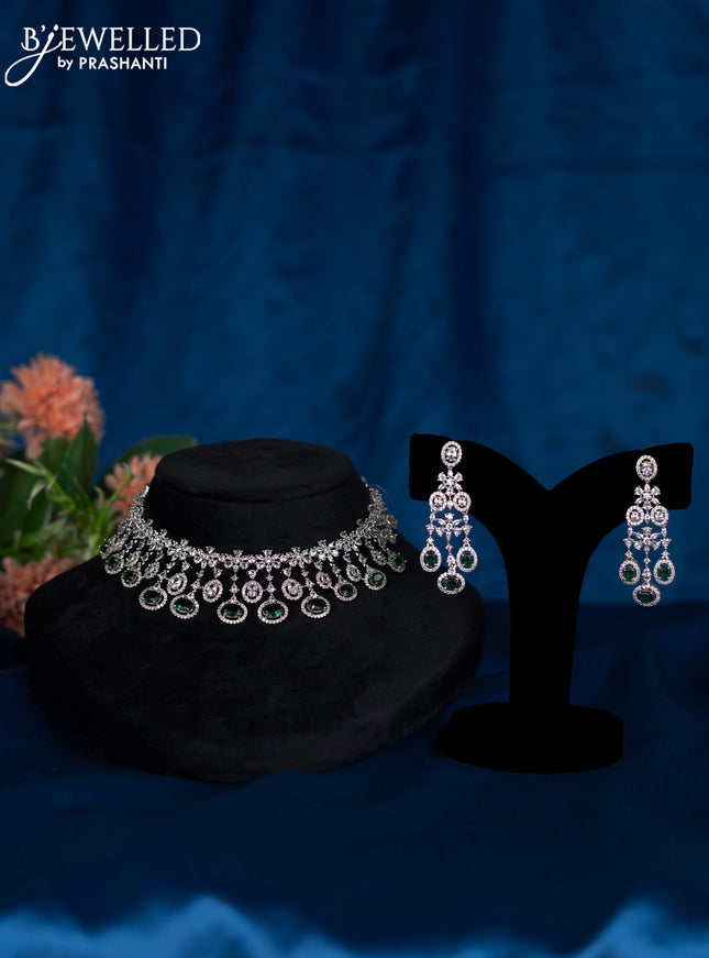 Zircon choker with emerald and cz stones